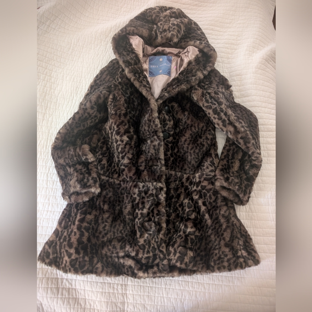 Free People Leopard Print Hooded Peplum Jacket - XS